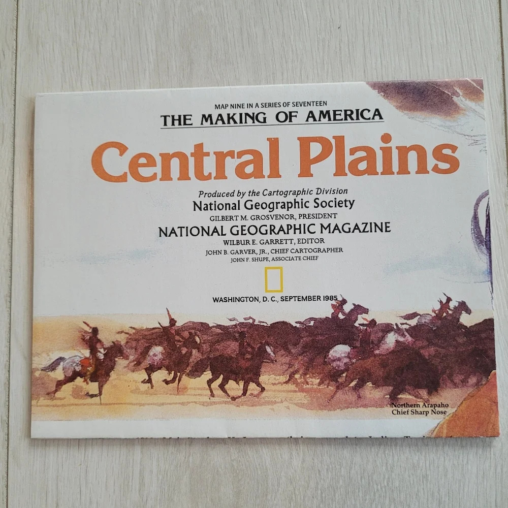 National Geographic The Making Of America Central Plains Map FULL COLOUR 1985